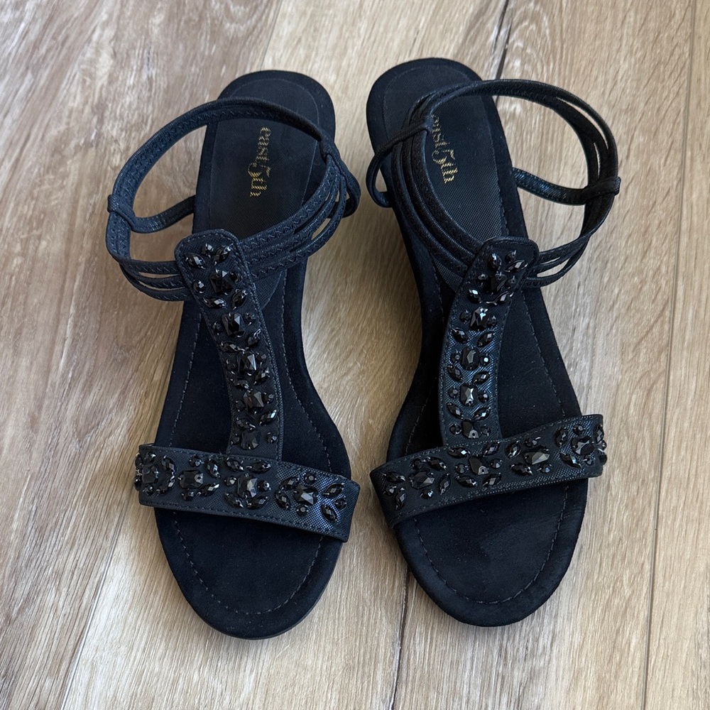 Elegant Black Beaded Sandals